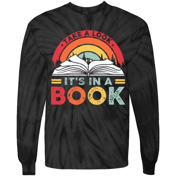 Take A Look Its In A Book Reading Vintage Retro Rainbow Tie-Dye Long Sleeve Shirt