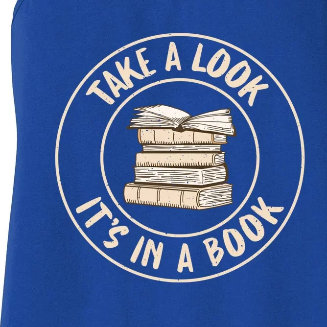 Take A Look Its In A Book Reading Teacher Gift Women's Racerback Tank