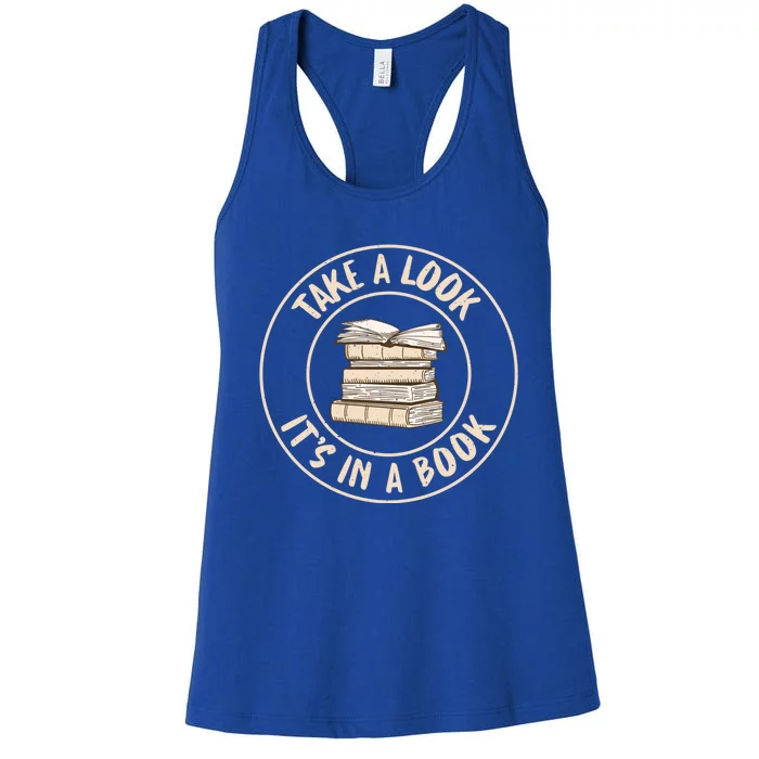 Take A Look Its In A Book Reading Teacher Gift Women's Racerback Tank