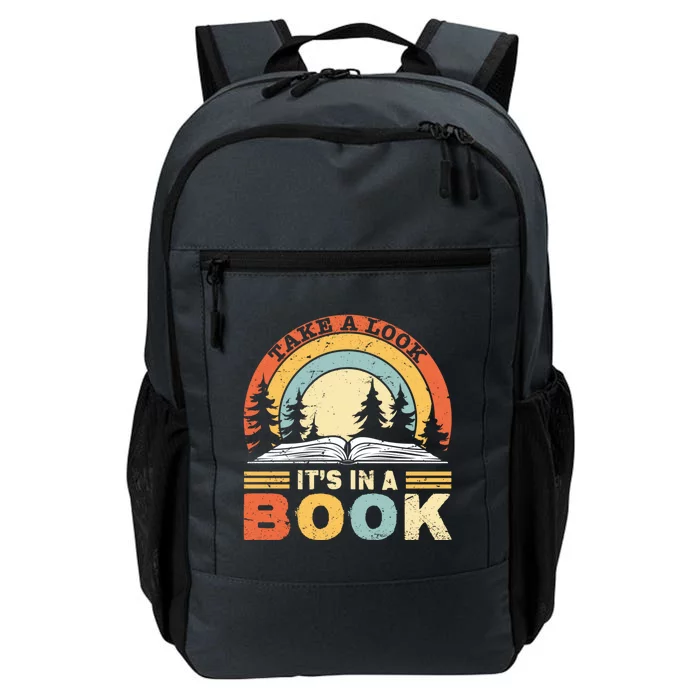 Take A Look ItS In A Book Reading Vintage Retro Rainbow Cute Gift Daily Commute Backpack