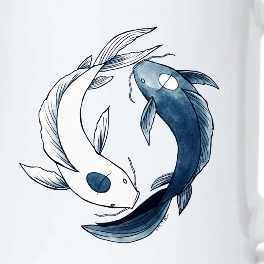 Tui And La Yin &Amp; Yang Koi Black Color Changing Mug