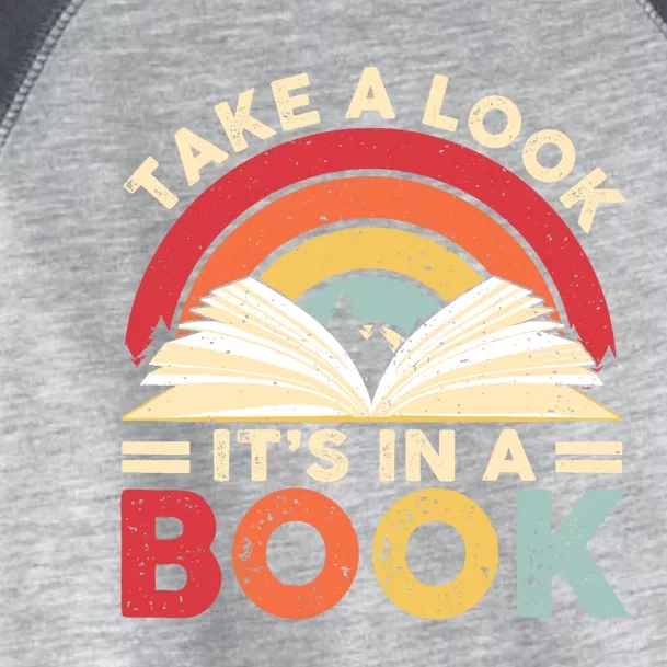 Take A Look Its In A Book Retro Rainbow Reading Book Lover Toddler Fine Jersey T-Shirt