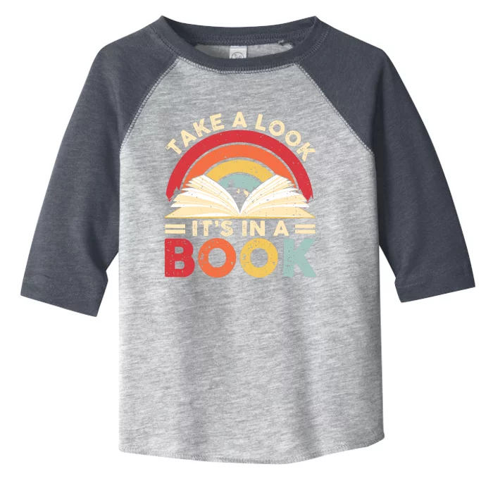 Take A Look Its In A Book Retro Rainbow Reading Book Lover Toddler Fine Jersey T-Shirt