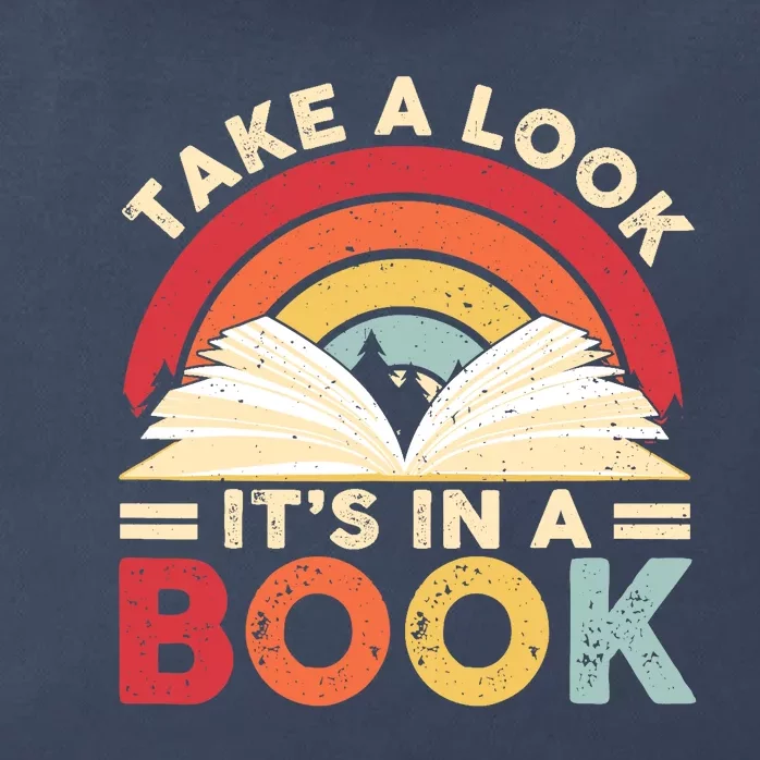 Take A Look Its In A Book Retro Rainbow Reading Book Lover Zip Tote Bag