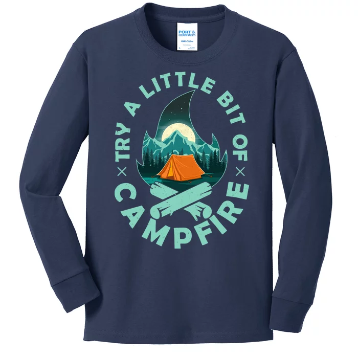 Try A Little Bit Of Campfire Camping Lover Kids Long Sleeve Shirt