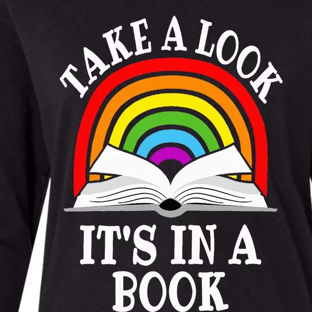 Take A Look It's In A Book Funny Rainbow Reading Book Lover Womens Cotton Relaxed Long Sleeve T-Shirt