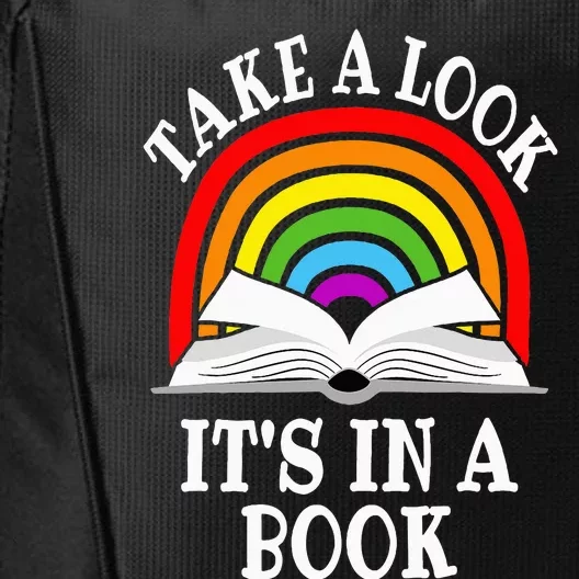 Take A Look It's In A Book Funny Rainbow Reading Book Lover City Backpack