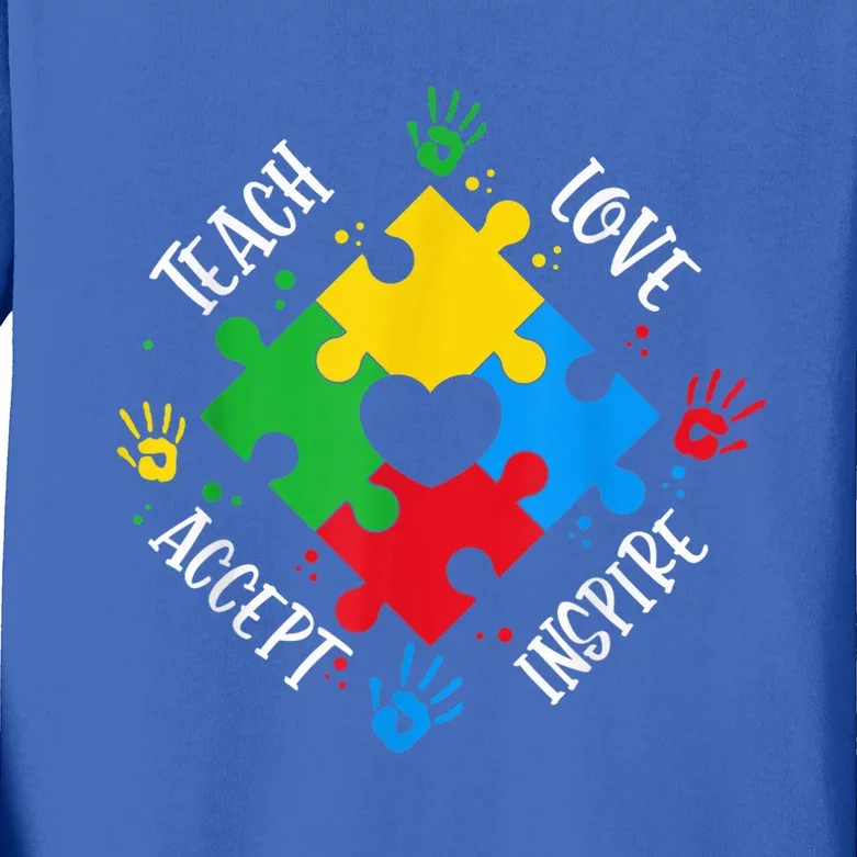 Teach Accept Love Inspire Wo  Teacher Autism Awareness Kids Long Sleeve Shirt