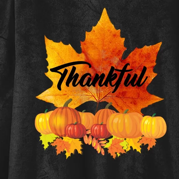 Thankful Autumn Leaves Thanksgiving Fall Hooded Wearable Blanket