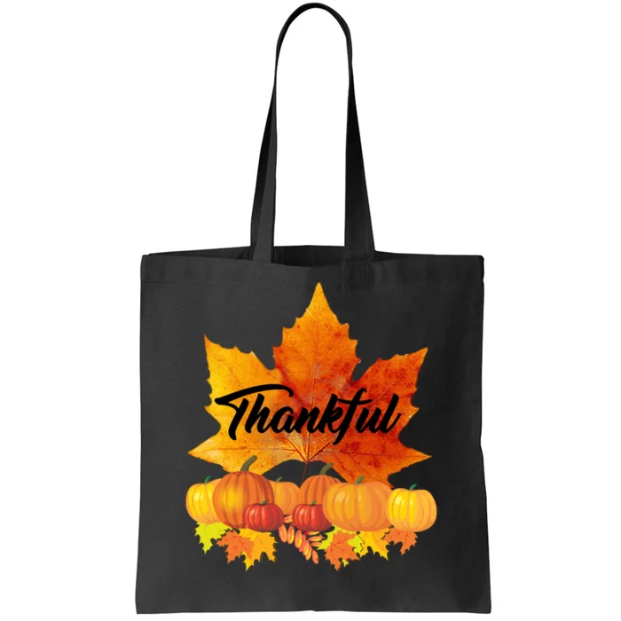 Thankful Autumn Leaves Thanksgiving Fall Tote Bag