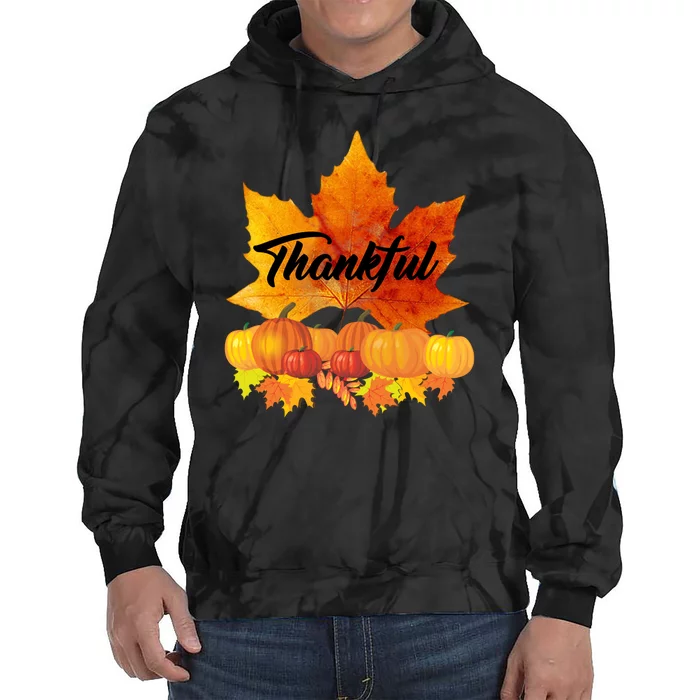 Thankful Autumn Leaves Thanksgiving Fall Tie Dye Hoodie