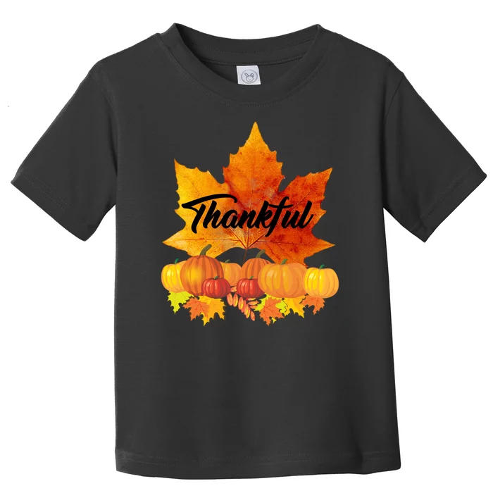 Thankful Autumn Leaves Thanksgiving Fall Toddler T-Shirt