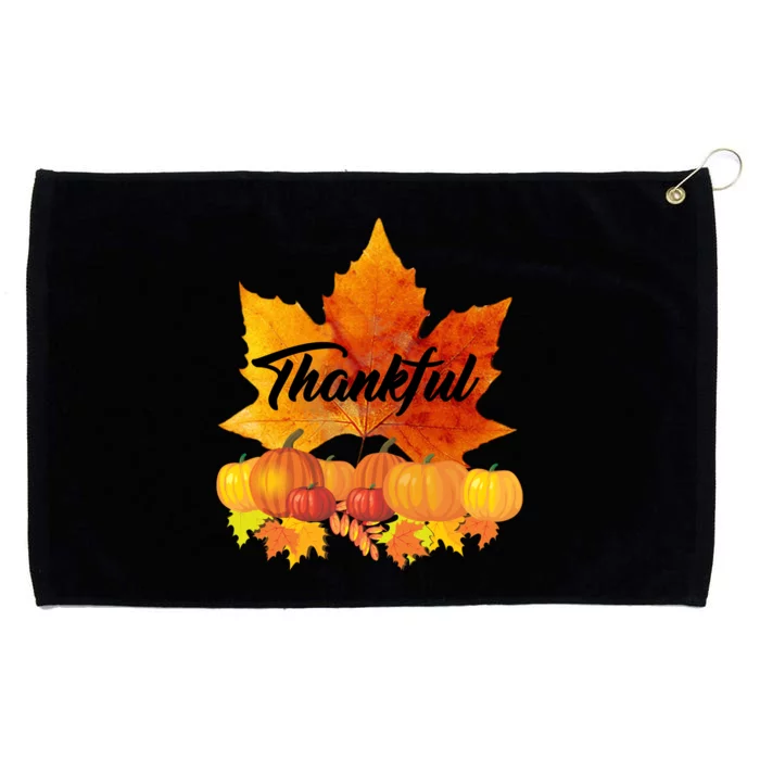 Thankful Autumn Leaves Thanksgiving Fall Grommeted Golf Towel