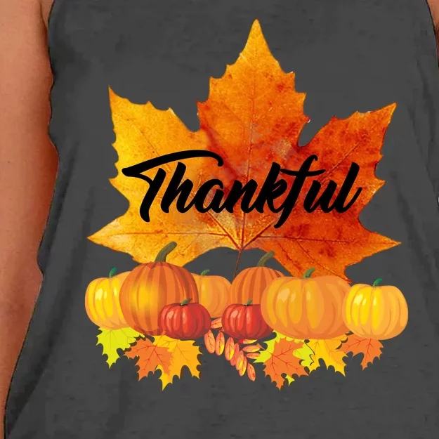 Thankful Autumn Leaves Thanksgiving Fall Women's Knotted Racerback Tank