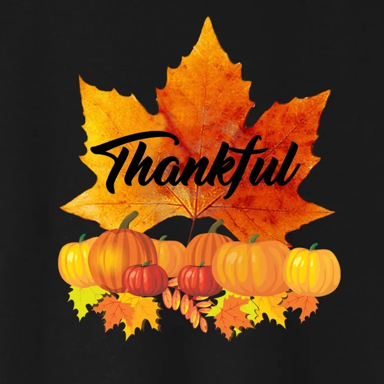 Thankful Autumn Leaves Thanksgiving Fall Women's Crop Top Tee