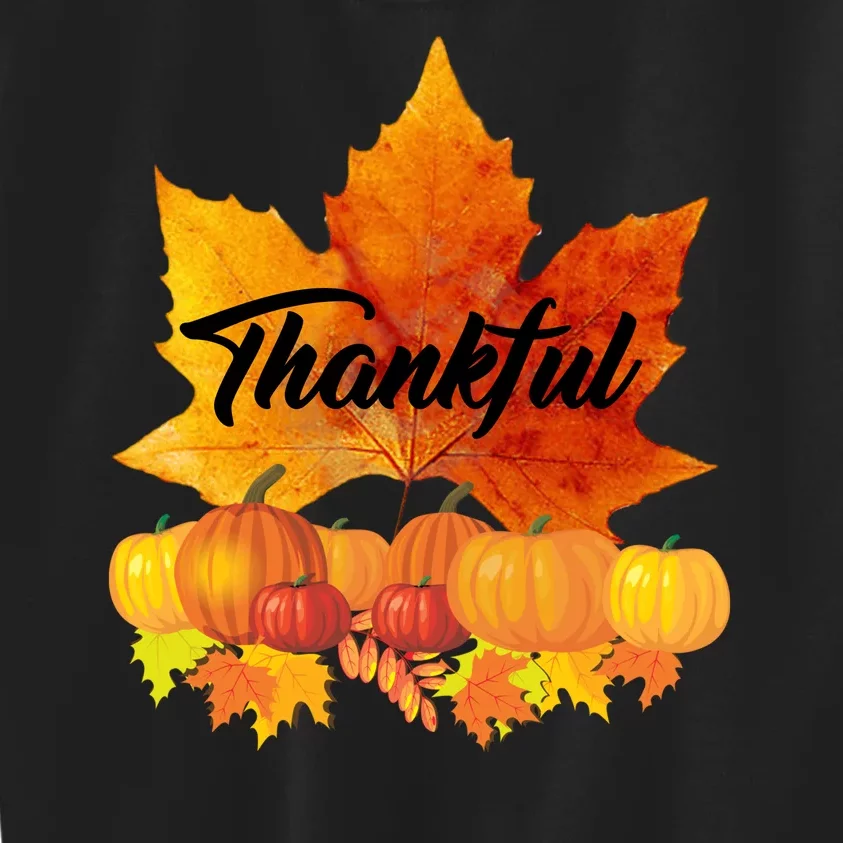 Thankful Autumn Leaves Thanksgiving Fall Kids Sweatshirt