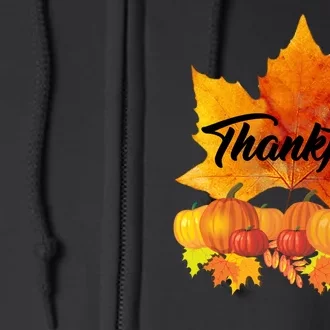 Thankful Autumn Leaves Thanksgiving Fall Full Zip Hoodie