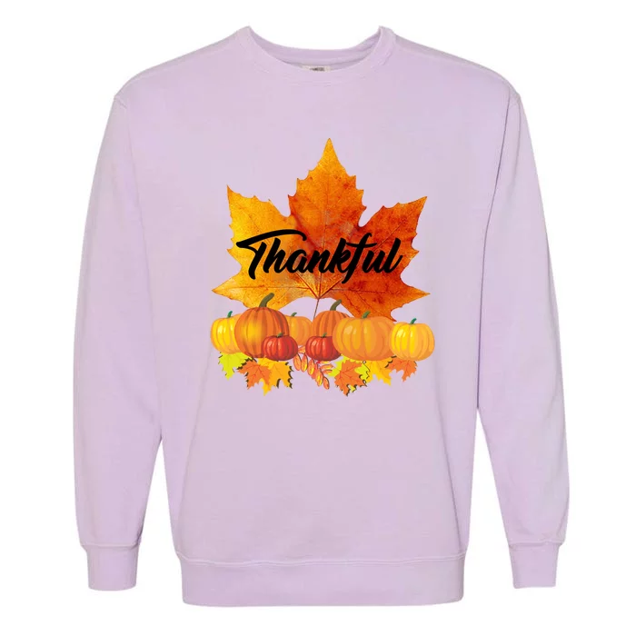 Thankful Autumn Leaves Thanksgiving Fall Garment-Dyed Sweatshirt