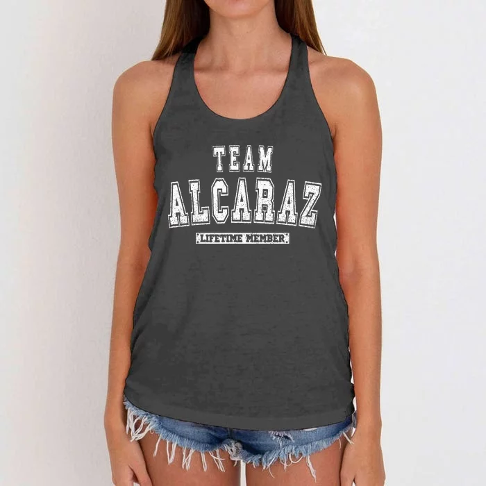 Team ALCARAZ Lifetime Member Family Last Name Women's Knotted Racerback Tank