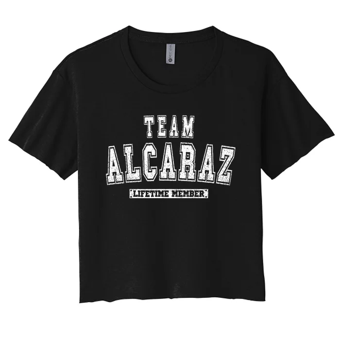 Team ALCARAZ Lifetime Member Family Last Name Women's Crop Top Tee