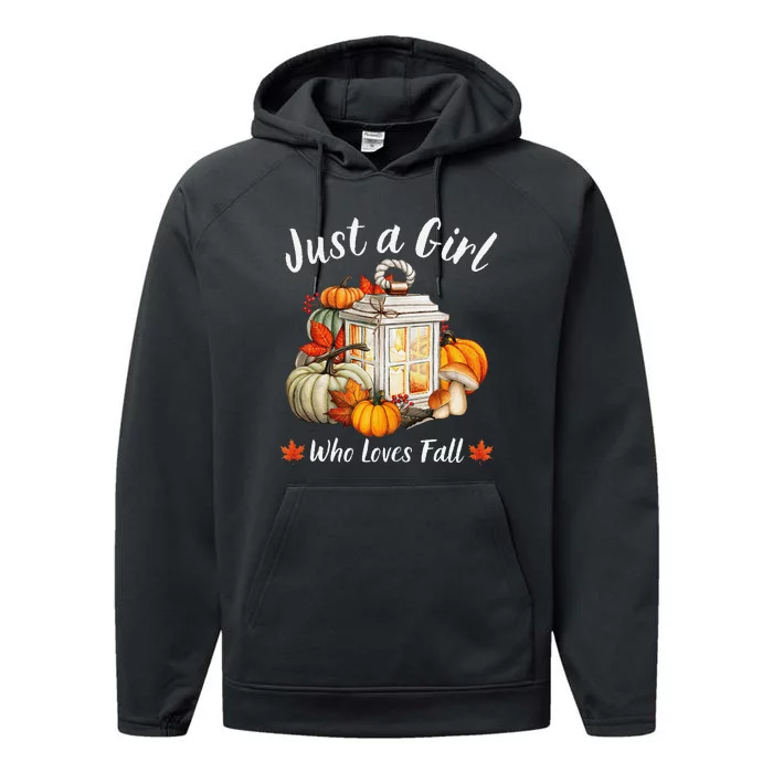 Thanksgiving Autumn Leaves Just A Girl Who Loves Fall Performance Fleece Hoodie