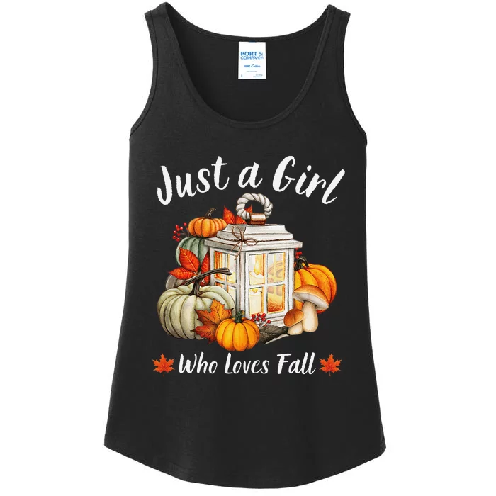 Thanksgiving Autumn Leaves Just A Girl Who Loves Fall Ladies Essential Tank