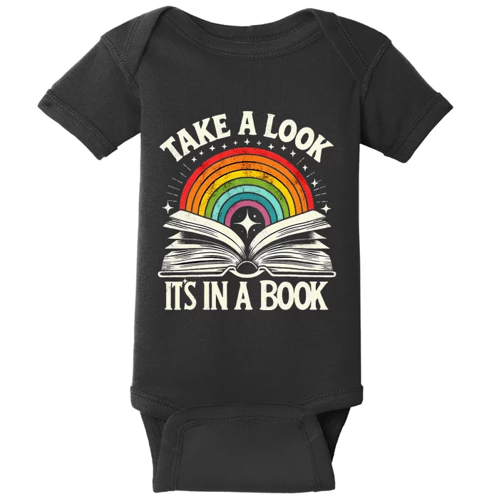 Take A Look A Book Vintage Reading Librarian Rainbow Baby Bodysuit