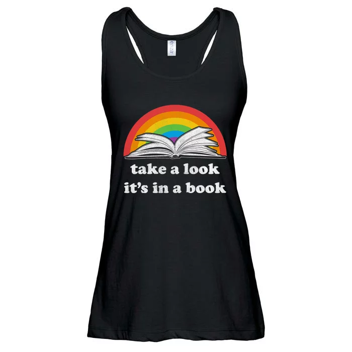 Take A Look Its In A Book Retro Inspired Reading Rainbow Ladies Essential Flowy Tank