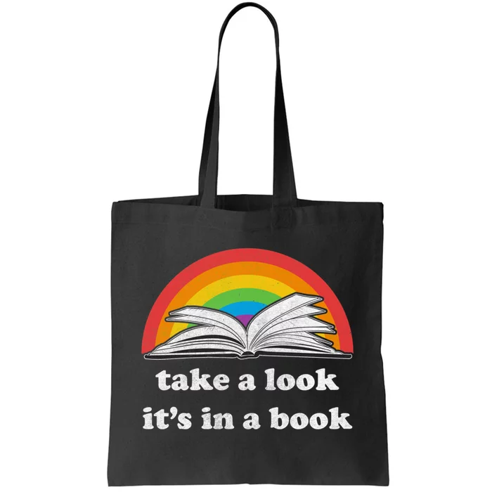 Take A Look Its In A Book Retro Inspired Reading Rainbow Tote Bag