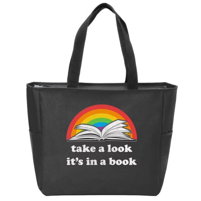 Take A Look Its In A Book Retro Inspired Reading Rainbow Zip Tote Bag