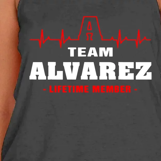 Team Alvarez lifetime member Proud Family Surname Alvarez Women's Knotted Racerback Tank