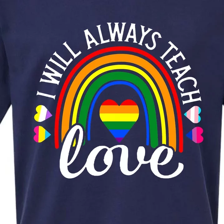 Teacher Ally LGBT Teaching Love Rainbow Pride Month Sueded Cloud Jersey T-Shirt