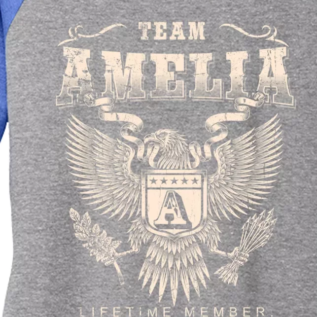 Team Amelia Lifetime Member Amelia Name Funny Gift Women's Tri-Blend 3/4-Sleeve Raglan Shirt