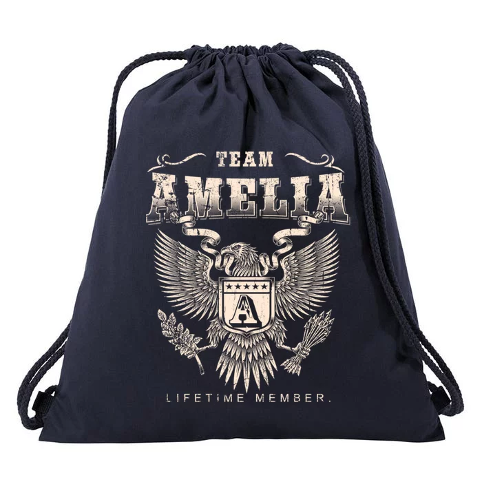 Team Amelia Lifetime Member Amelia Name Funny Gift Drawstring Bag