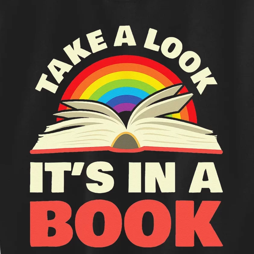 Take A Look It's In A Book Reading Retro Rainbow Books Lover Kids Sweatshirt