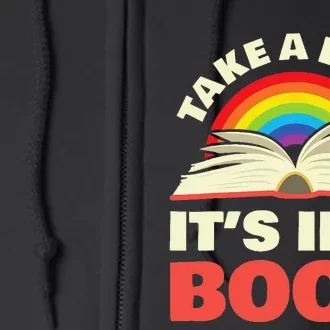 Take A Look It's In A Book Reading Retro Rainbow Books Lover Full Zip Hoodie