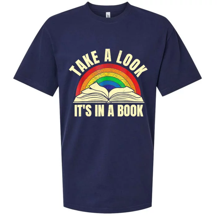 Take A Look It's In A Book Reading Vintage Retro Rainbow Sueded Cloud Jersey T-Shirt