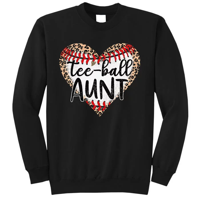 TeeBall Aunt Leopard Heart TeeBall Mom Mother's Day Tall Sweatshirt