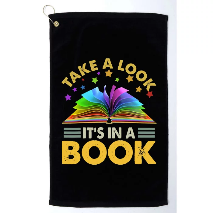 Take A Look Its In A Book Reading Retro Rainbow Vintage Platinum Collection Golf Towel