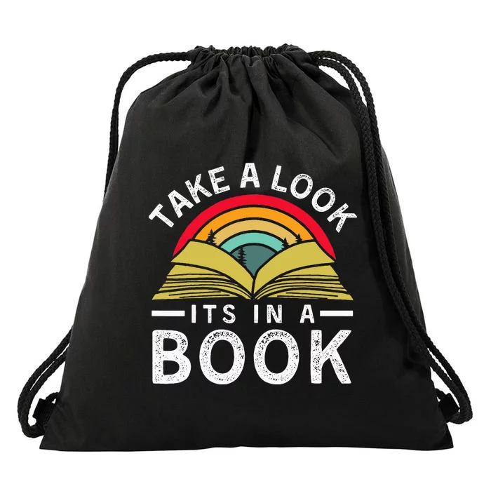 Take A Look ItS In A Book Drawstring Bag