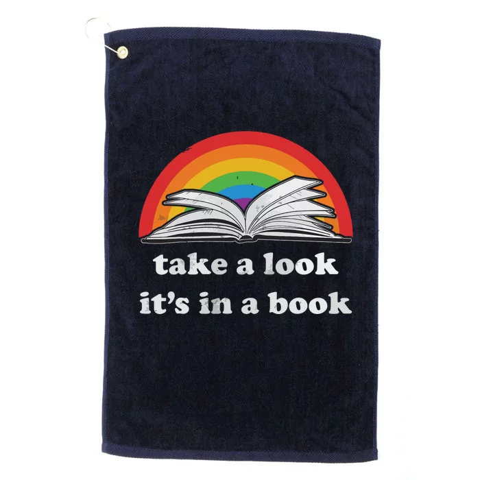 Take A Look It's In A Book Reading Vintage Retro Rainbow Platinum Collection Golf Towel