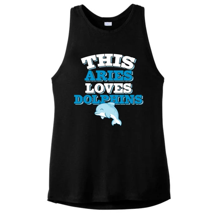 This Aries Loves Dolphins Ladies Tri-Blend Wicking Tank