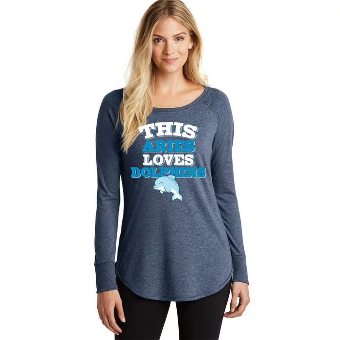 This Aries Loves Dolphins Women's Perfect Tri Tunic Long Sleeve Shirt