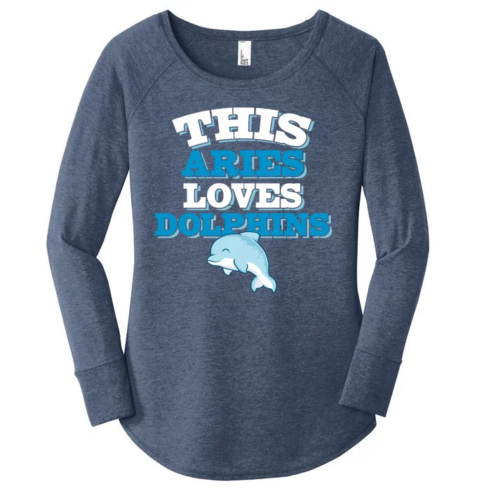 This Aries Loves Dolphins Women's Perfect Tri Tunic Long Sleeve Shirt