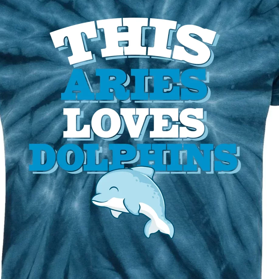 This Aries Loves Dolphins Kids Tie-Dye T-Shirt