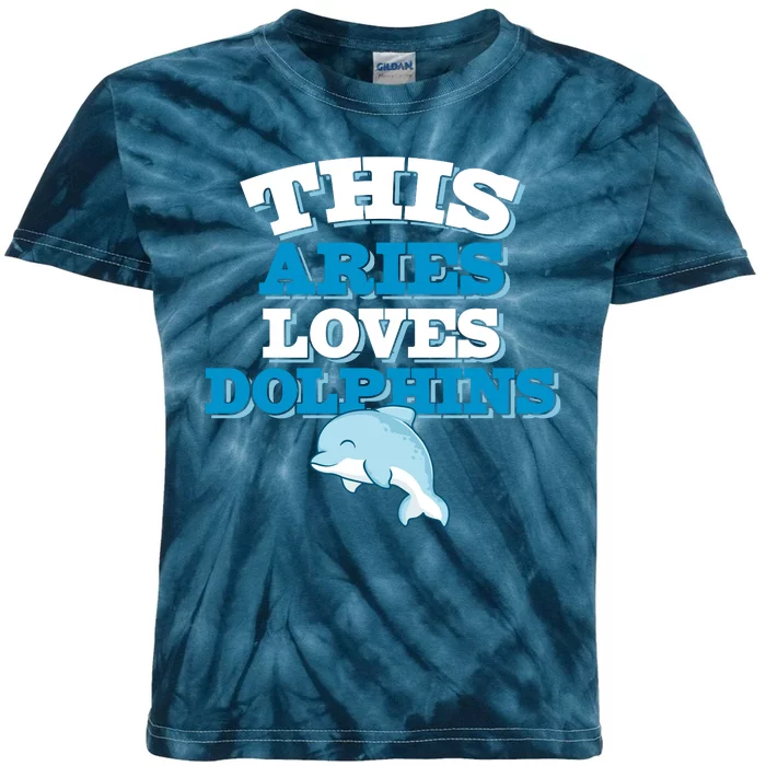 This Aries Loves Dolphins Kids Tie-Dye T-Shirt