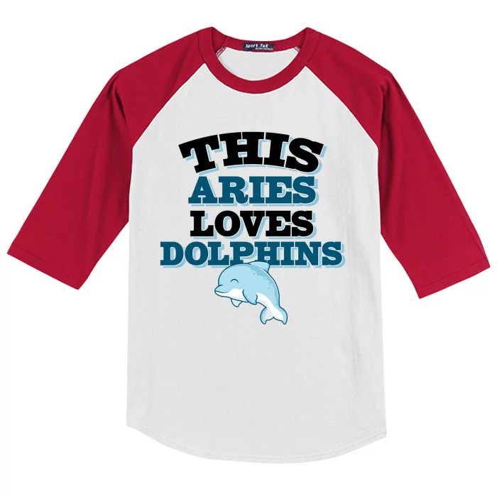 This Aries Loves Dolphins Kids Colorblock Raglan Jersey