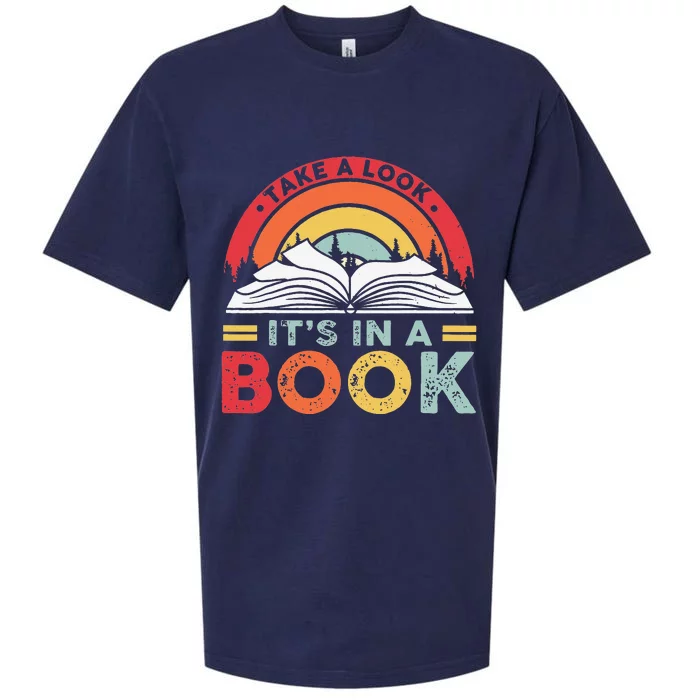 Take A Look It's In A Book Reading Vintage Retro Rainbow Sueded Cloud Jersey T-Shirt