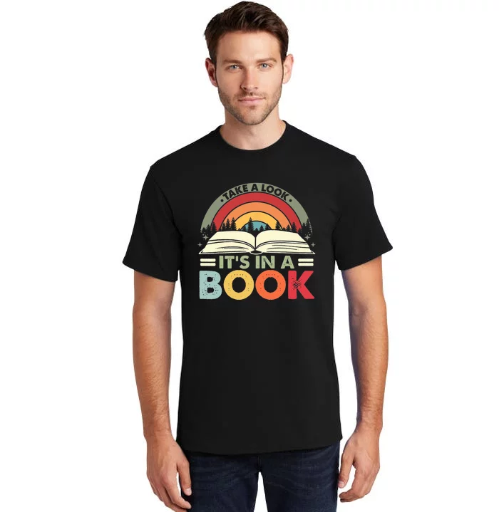 Take A Look Its In A Book Reading Vintage Retro Rainbow Tall T-Shirt