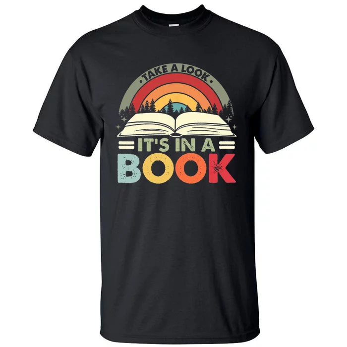 Take A Look Its In A Book Reading Vintage Retro Rainbow Tall T-Shirt